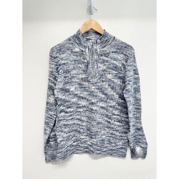 Draper & Damon’s Knit Sweater Mock Neck Pullover Silver Blue Long Sleeve - Picture 1 of 9